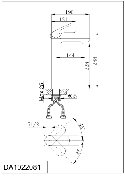 Смеситель высокий для раковины DK Venice.Gondola (DA1022081)