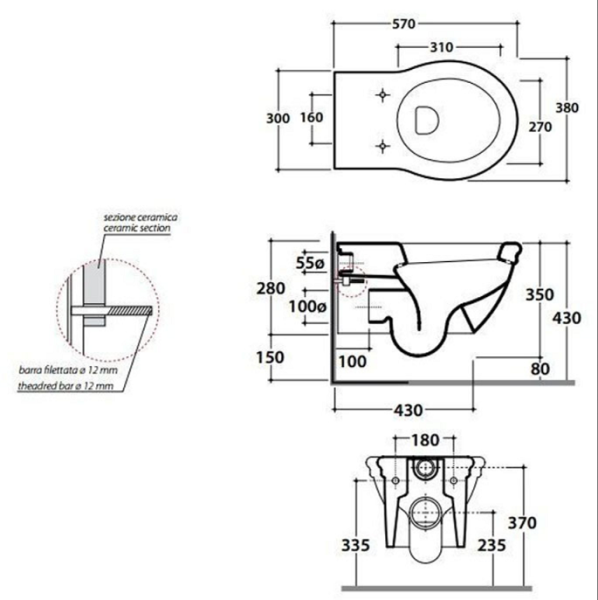 Унитаз подвесной Simas Vignoni Rimless VI18nero bril черный глянцевый