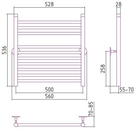Полотенцесушитель водяной Стилье Универсал-53 60х50 хром