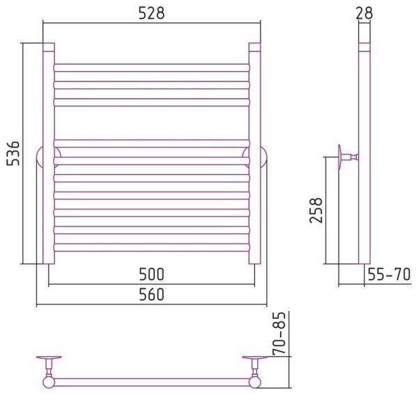 Полотенцесушитель водяной Стилье Универсал-53 60х50 хром