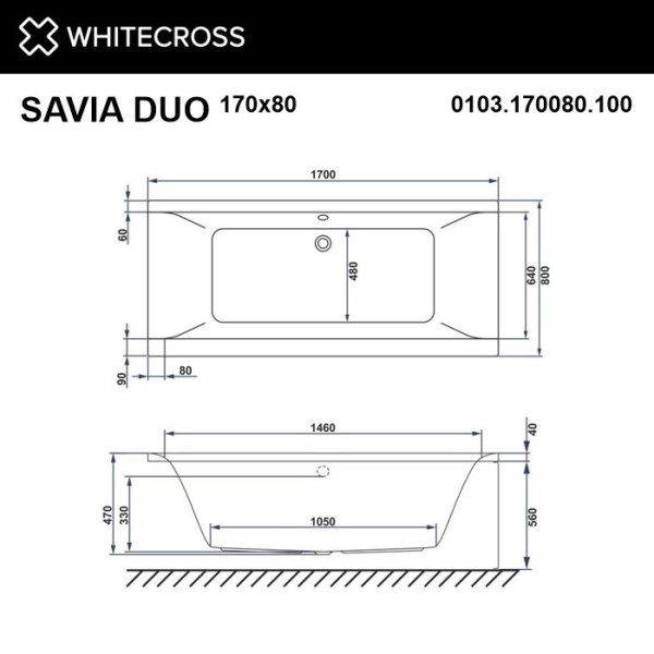Ванна акриловая Whitecross Savia Duo 0103.170080.100 170x80 белый