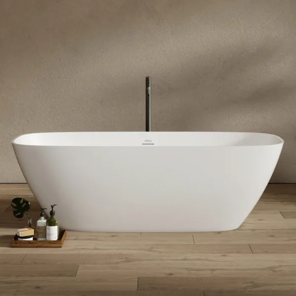 Ванна из литьевого мрамора Abber Stein AS9632 165x70,5 см, отдельностоящая, белый матовый