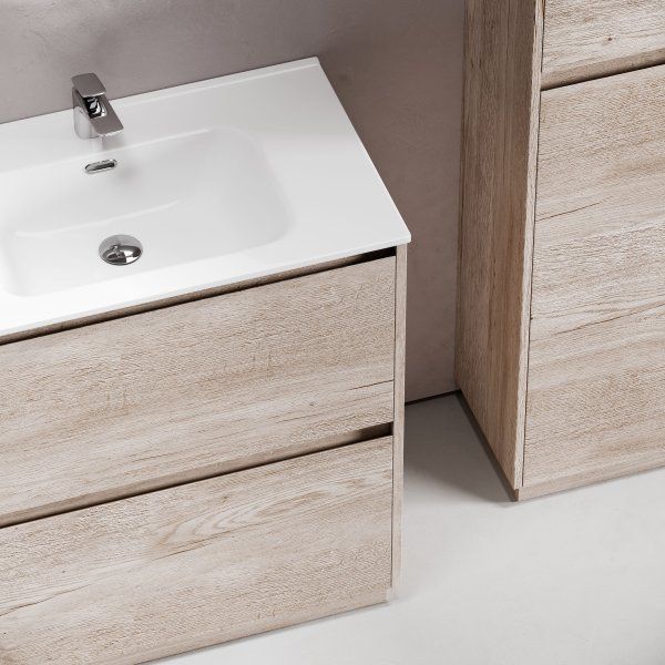 Тумба под раковину SANCOS Libra Floor напольная, 790х450х840, c двумя ящиками оснащенными доводчиками, дуб галифакс натуральный,  LB80FEG