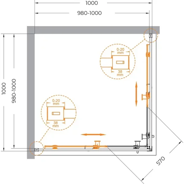Душевой уголок Cezares Relax RELAX-304-A-2-100-C-GM 100x100 см, профиль оружейная сталь матовый, стекло прозрачное