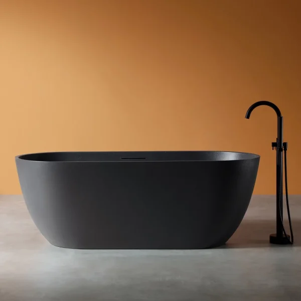 Ванна из литьевого мрамора Abber Frankfurt AM9941B 170x75 см, отдельностоящая, черный матовый