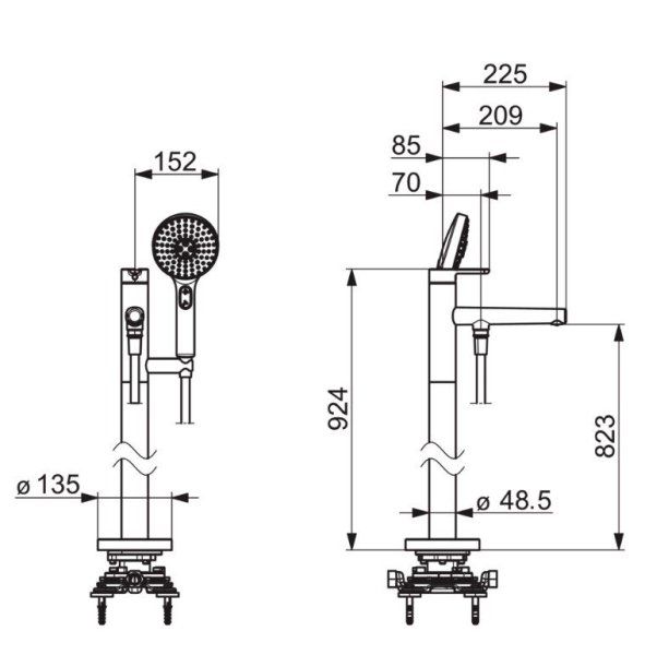 Смеситель Oras Inspera 3050 для ванны, напольный