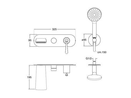 Смеситель Cristina Bollicine BO10851 для ванны с душем, хром