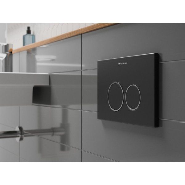 Клавиша смыва для инсталляции Milacio Standart MCU.204 (две кнопки, механическое, черный/кольца хром)R-style