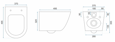 Подвесной унитаз REA CARLO MINI RIMLESS белый REA-C1000