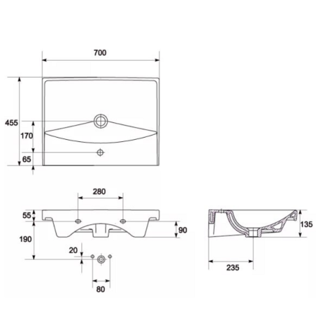 Раковина Cersanit City UM-CIT70/1 70