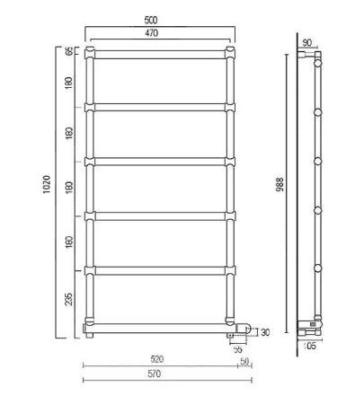 Полотенцесушитель электрический Margaroli Sole 5424706CRNB хром