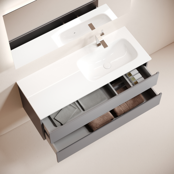 Тумба подвесная SANCOS Folk  правая 1195х445х500, c двумя ящиками оснащенными доводчиками, Grey soft, FL120RGS