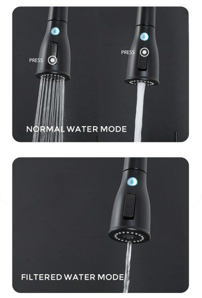 Смеситель для кухонной мойки Gappo G99-66 G4399-66 с гибким изливом и подключением фильтра питьевой воды, черный