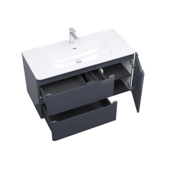 Тумба с умывальником, подвесная, 100 см, темно-серый, Edifice, IDDIS подходит умыв. 0101000i28 (EDWFI1HP0DRG0iXQ95IUK)