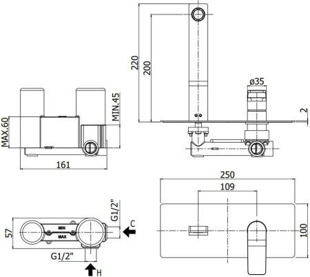 Смеситель Paffoni Tilt TI105BO для раковины, белый
