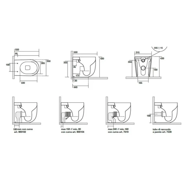 Приставной безободковый унитаз Kerasan Nolita 531830