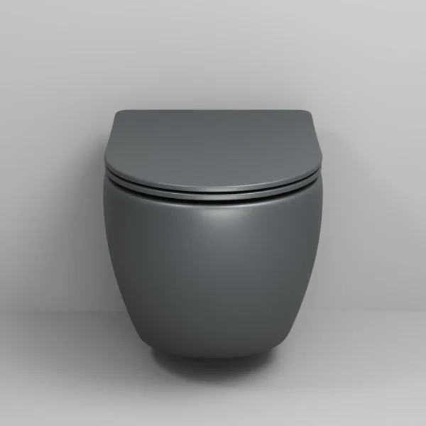 Унитаз подвесной Grossman GR-4455GMSQ безободковый, торнадо, с сиденьем микролифт, серый матовый