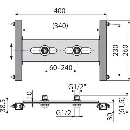 Система инсталляции для смесителя  AlcaPlast A117B для гипсокартонной конструкции