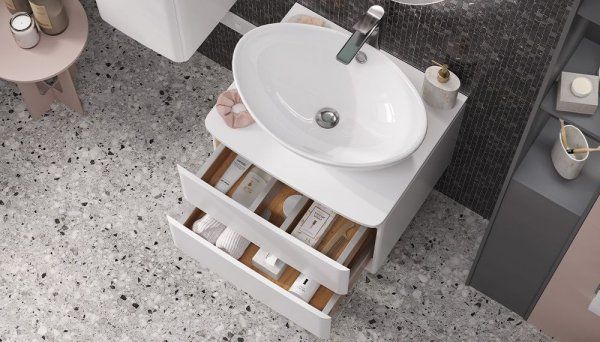 Тумба под раковину Velvex Luna 600-0-2 со столешницей навесная белый (tp.LUN.60.2Y)