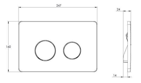 Кнопка смыва Azario 24.7х2.4х16 , пластик, цвет Черный матовый (AZ-8200-0087/AZ-P57-0190)