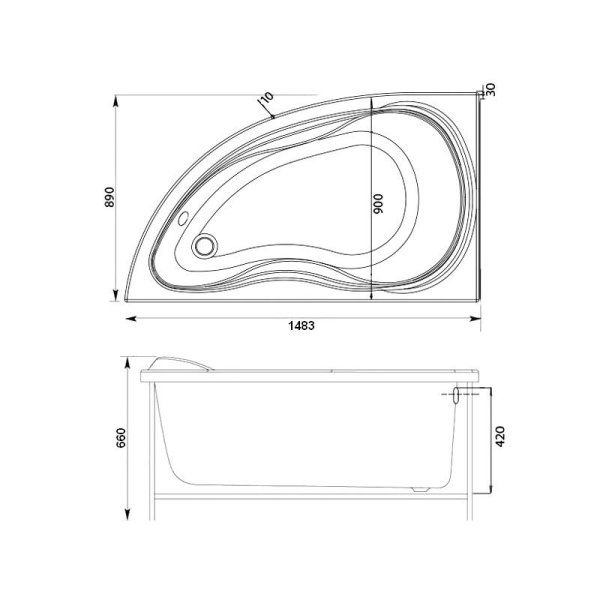 Акриловая ванна Aquanet Maldiva 00204001 150х90 L