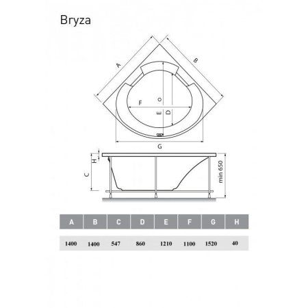Акриловая ванна Vayer Bryza Гл000006820 140x140