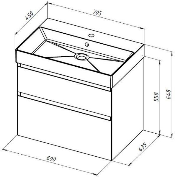 Тумба под раковину Allen Brau Infinity 70 1.210025.PGM платина матовый