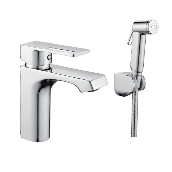 Смеситель для раковины с гигиеническим душем Raffine F171, хром