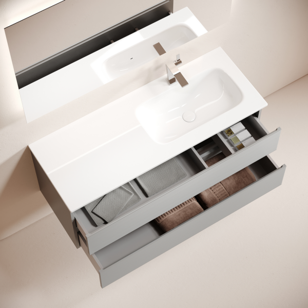 Тумба подвесная SANCOS Folk  правая 1195х445х500, c двумя ящиками оснащенными доводчиками, Ergraut soft, FL120RES