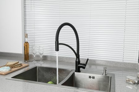 Смеситель для кухни с гибким изливом Frap F4552-6 черный