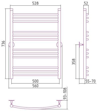 Полотенцесушитель водяной Стилье Универсал-58 80х50 хром