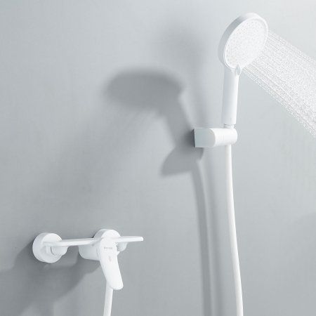 Смеситель для душевой кабины однорычажный  Shevanik S4716C, Белый