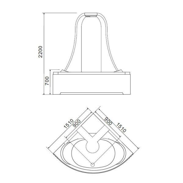 Акриловая ванна Gemy G9069 K с гидромассажем