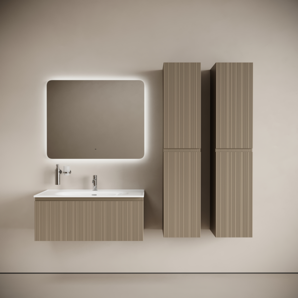 Тумба подвесная SANCOS Code 990х453х400, c одним  ящиком оснащенным доводчиками, цвет серо- бежевый ,  CD100GB