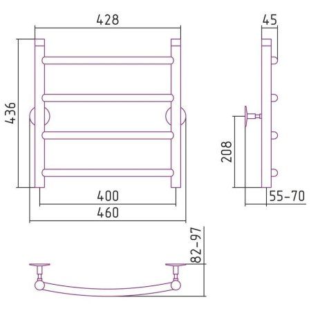 Полотенцесушитель водяной Стилье Универсал-50 50х40 хром