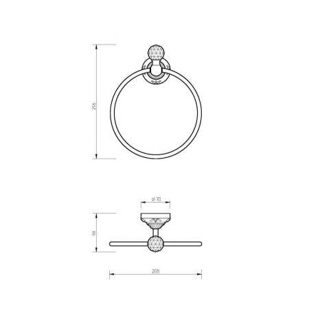 Полотенцедержатель Migliore Cristalia 16837 кольцо, золото/swarovski