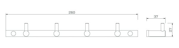 Планка настенная узкая 4 крючка RUSH Bianki (BI76242)