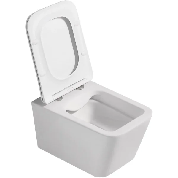 Унитаз подвесной Abber Rechteck AC1201MW безободковый, с сиденьем микролифт, белый матовый