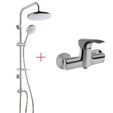 Комплект смесителя 2в1 Paini Angel ANWTCRTUSEPQT2NJ2VLN1RPTS для душа с душевой системой, хром, белый