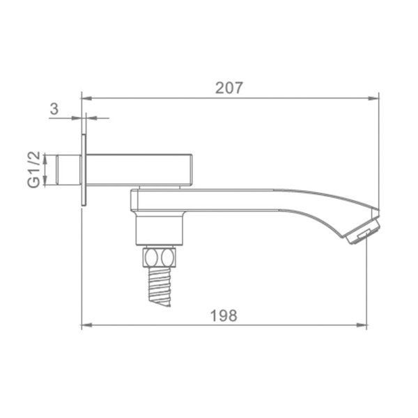 Излив поворотный встраиваемый Raglo для ванны и душа 20см с функцией переключения латунь, хром (R473.70)