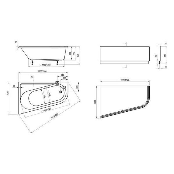 Ванна акриловая Ravak Chrome CA51000000 160x105 L