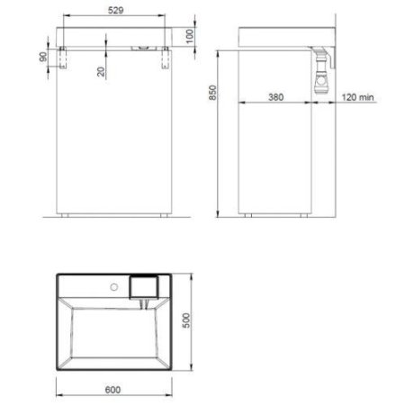 Умывальник Andrea Cometa 500 (600*500)