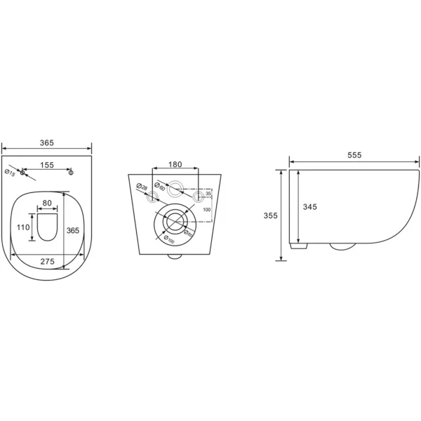 Унитаз подвесной Charus Skandenborg EWC700-125B безободковый, с сиденьем микролифт, черный матовый