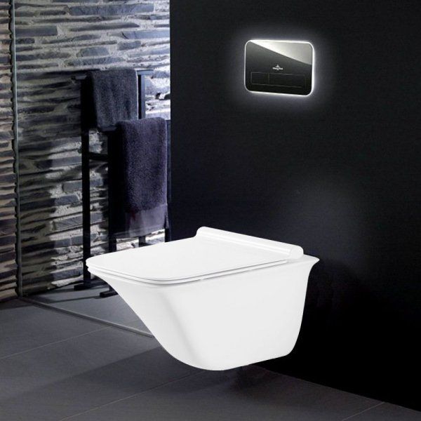 Унитаз GR-4413S (510*355*370) подвесной БЕЗОБОДКОВЫЙ с тонкой крышкой, 1 место