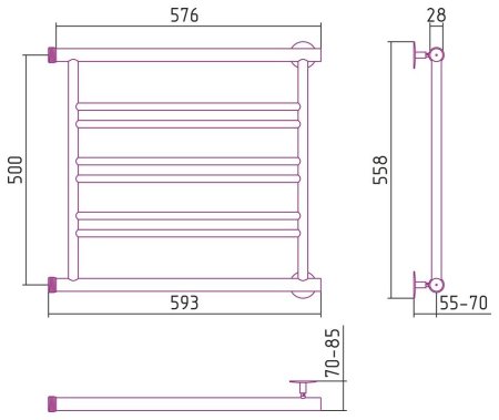 Полотенцесушитель водяной Стилье Минор 0601 50х60 хром