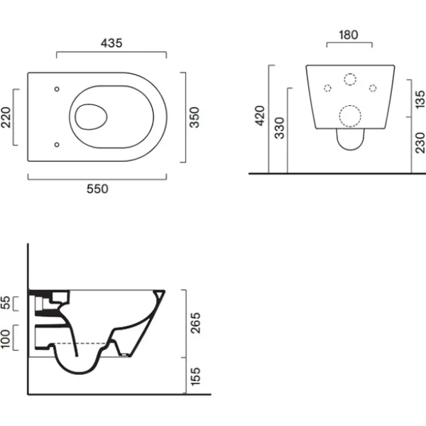 Унитаз подвесной Catalano Zero 0111550022 безободковый, торнадо, черный матовый