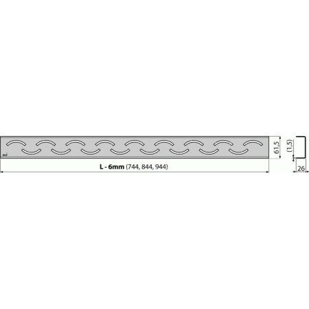 Решетка AlcaPlast SMILE-950L нержавеющая сталь глянцевая