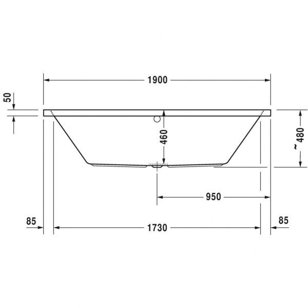 Акриловая ванна Duravit Vero Air 700414000000000 190х90 см, с двумя наклонами для спины