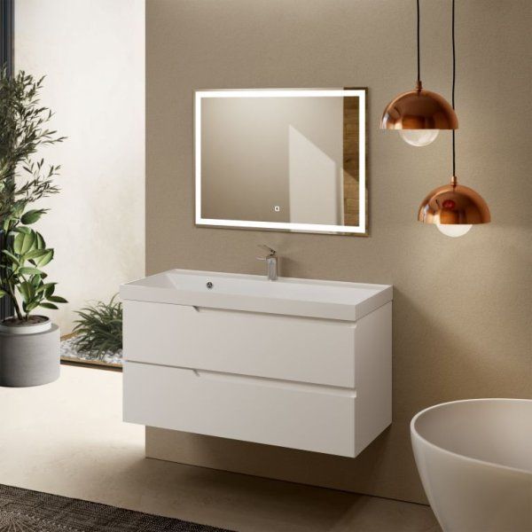 Тумба под умывальник подвесная AQUAme "S3" AQM900310WH 100 см., цвет белый глянец.