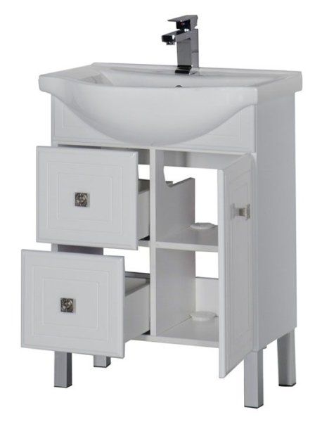 Тумба под раковину Aquanet Стайл 00181499 75 белая, 1 дверца, 2 ящика